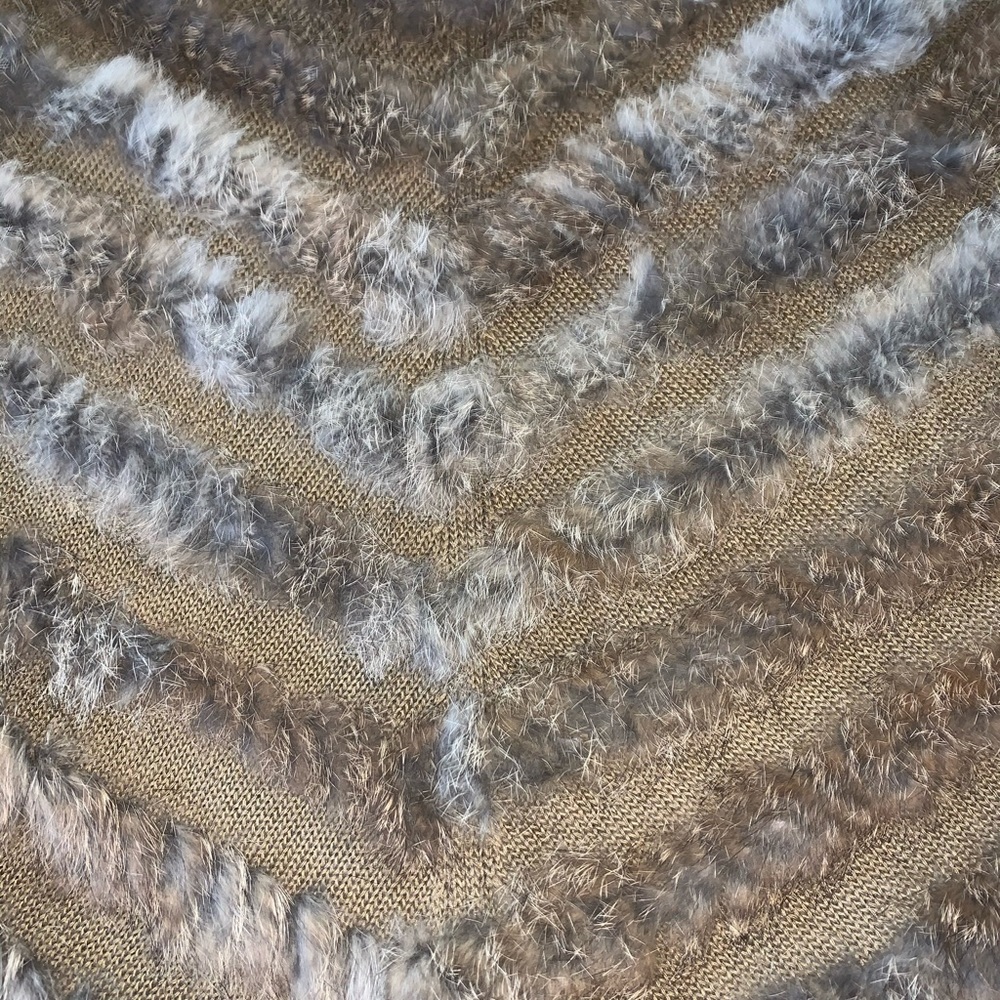 Tan Rabbit Fur Poncho - Picture 2 of 7